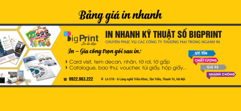 Bảng giá in nhanh