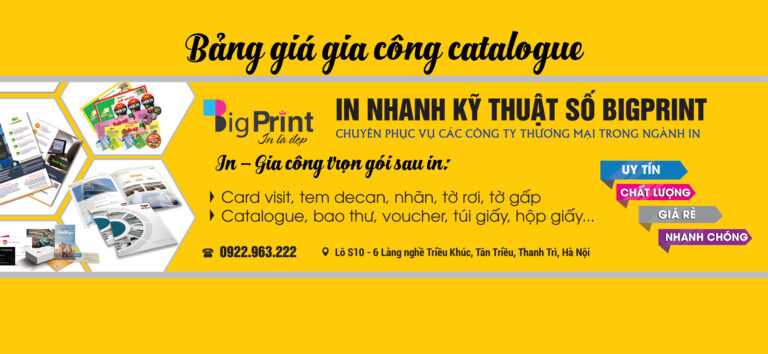 Bảng báo giá gia công catalogue