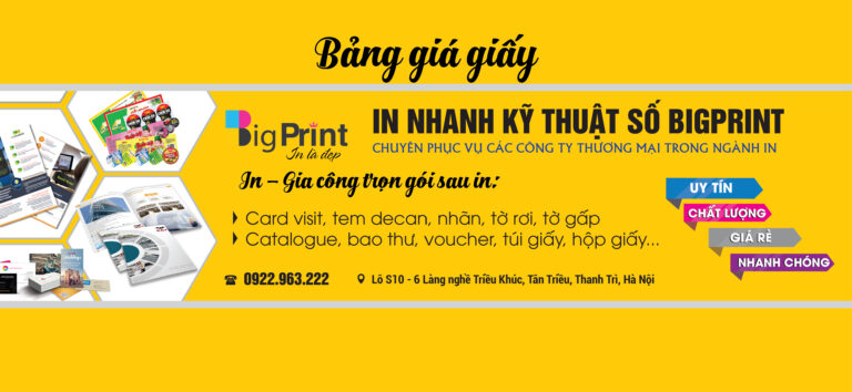 Bảng giá giấy