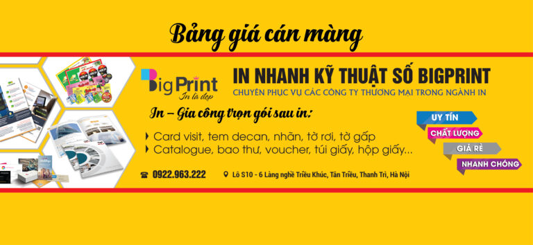 Bảng giá cán màng