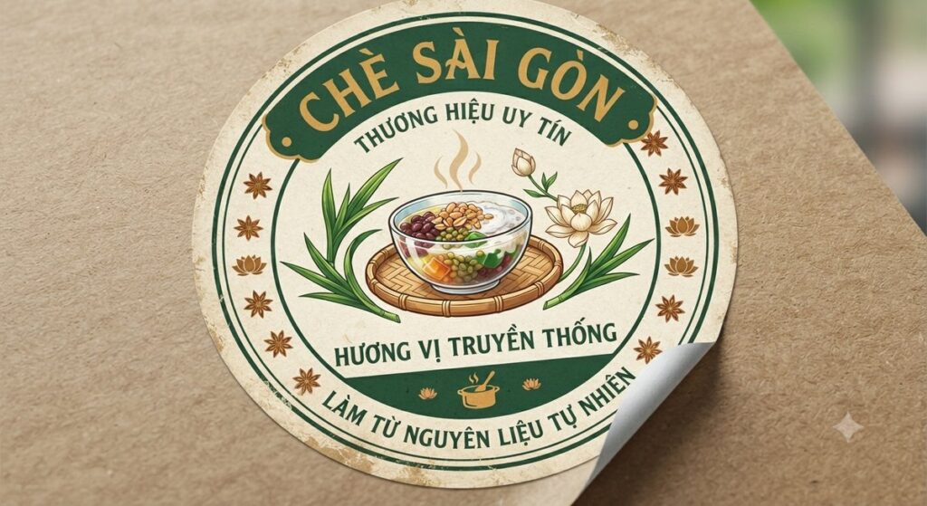 mẫu decal chè sài gòn Mẫu decal giấy dán hộp chè ngon